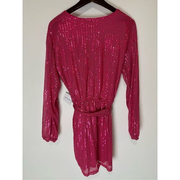 Fuchsia sequin long sleeve dress - Picture 7 of 11